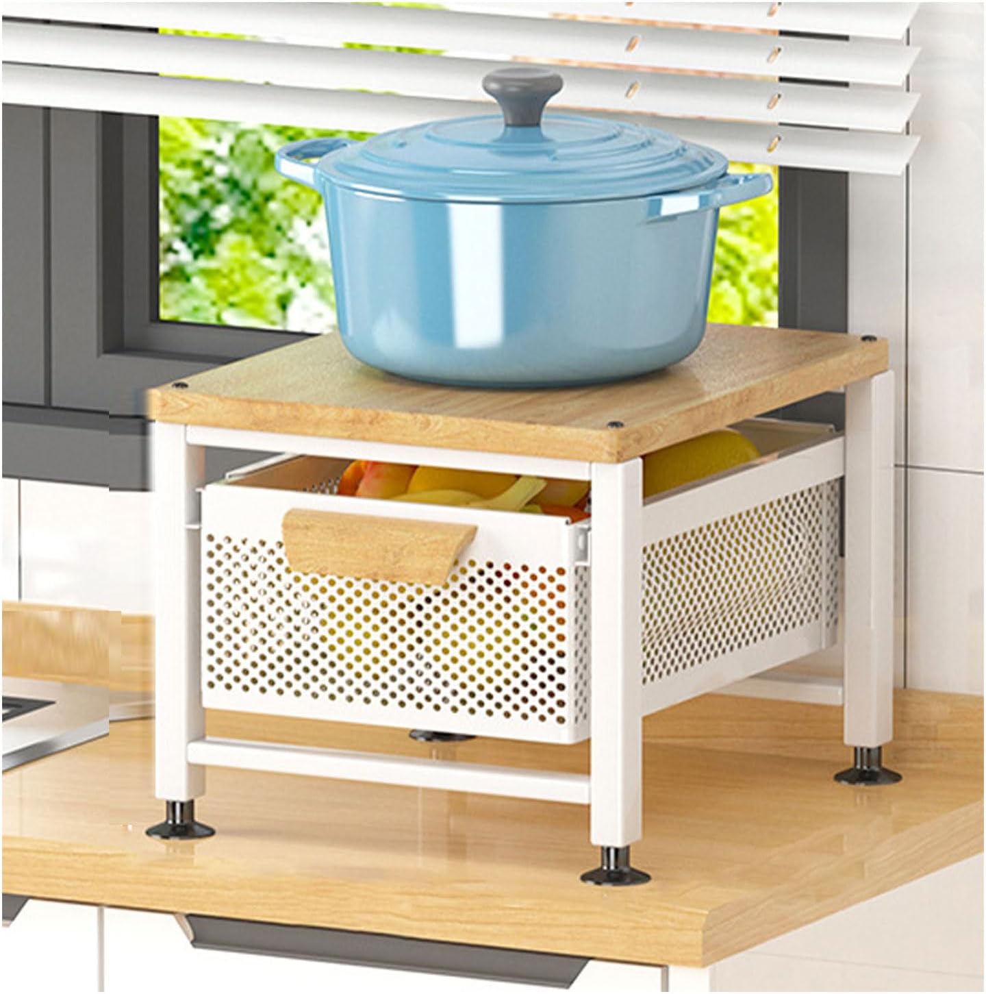 Under Sink Organizer Drawers with Pull Out Cabinets Shelf Multi functional Countertop Storage Rack with Sliding Storage Drawer for Bathroom and Kitchen White Houseware Storage Basket